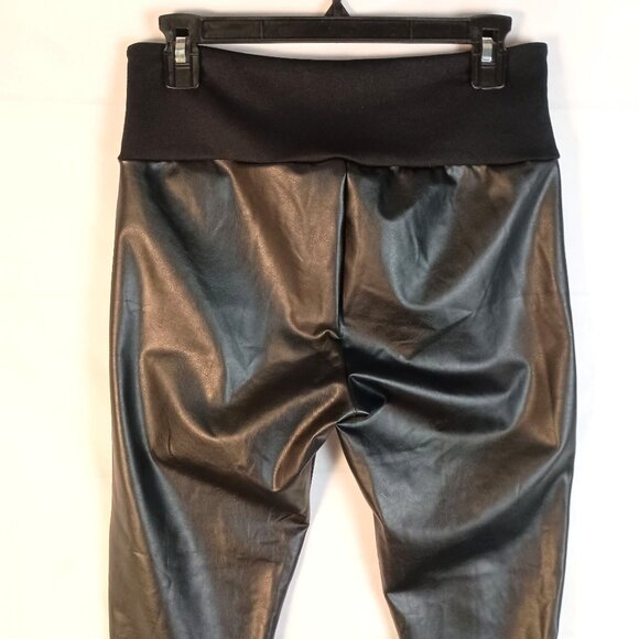 Assets by Spanx Black Faux Leather Ankle Leggings High Waist L - Picture 5 of 6